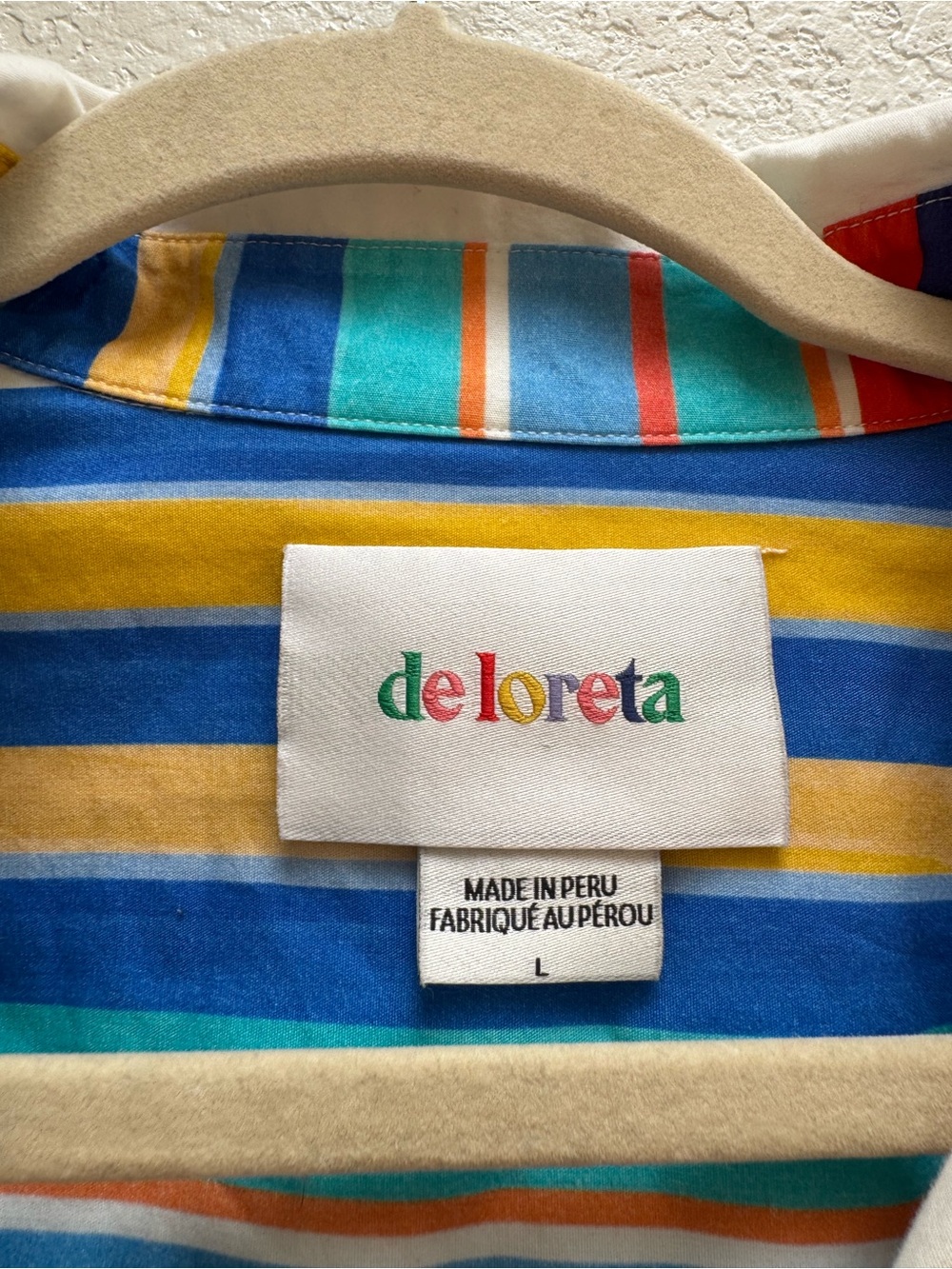 Delicatez Striped Button-Front Mini Dress in Multi-Color 100% Cotton Size L - Picture 3 of 10